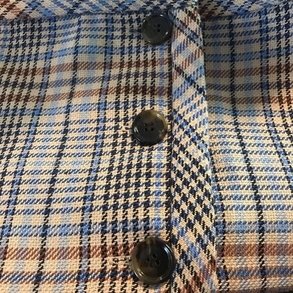 Talbots A-Line Skirt Women Size 10 Blue/Brown Windy Plaid Faux Wrap Knee Length - Picture 10 of 12